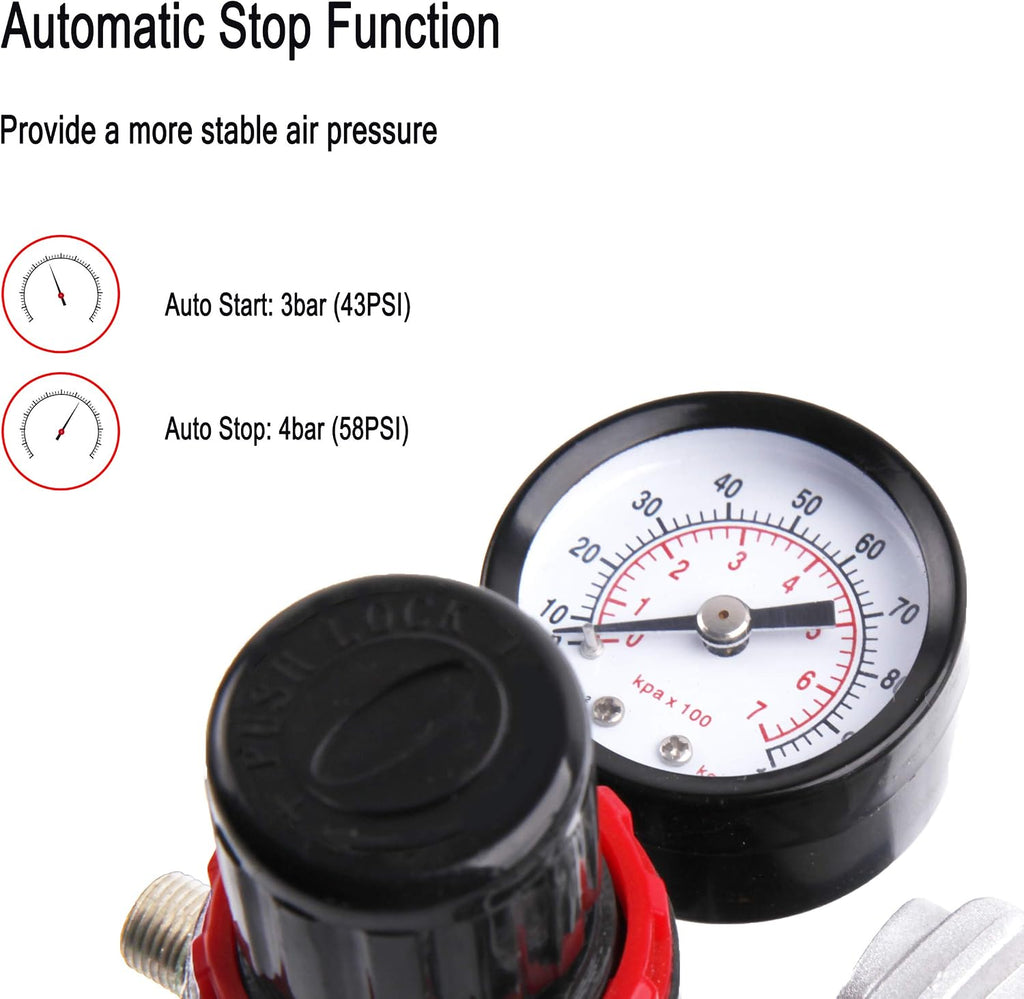 Airbrush Kit With Compressor AS18-2K Basic Start Kit With Air Hose, Cleaning Brushes, and Test Paints for Hobby, Body