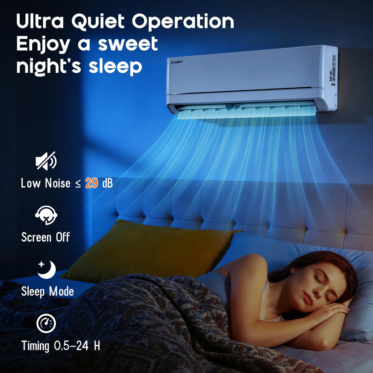 12,000 BTU Mini Split Air Conditioner and Heater, 18 SEER2, 208-230V