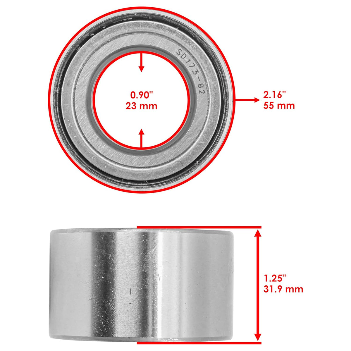 Caltric Front Knuckle Ball Joint Bearing Compatible With Suzuki Kingquad 450 LT-A450X LTA450Xz 2007-2010 / Kingquad 500 LT-A500X 2008-2018