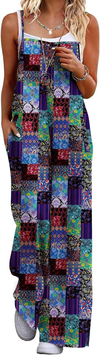 Womens Jumpsuits Casual Summer Boho Overalls Floral Baggy Rompers