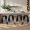 Bar Stools Set of 4, 26" Counter Height Bar Stools Backless, Upholstered Bar Stools with Metal Legs for Kitchen