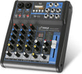 4 Channel Audio Mixer with Bluetooth - DJ Sound Board Controller - USB Computer Input - Built-in MP3 Player - 48V
