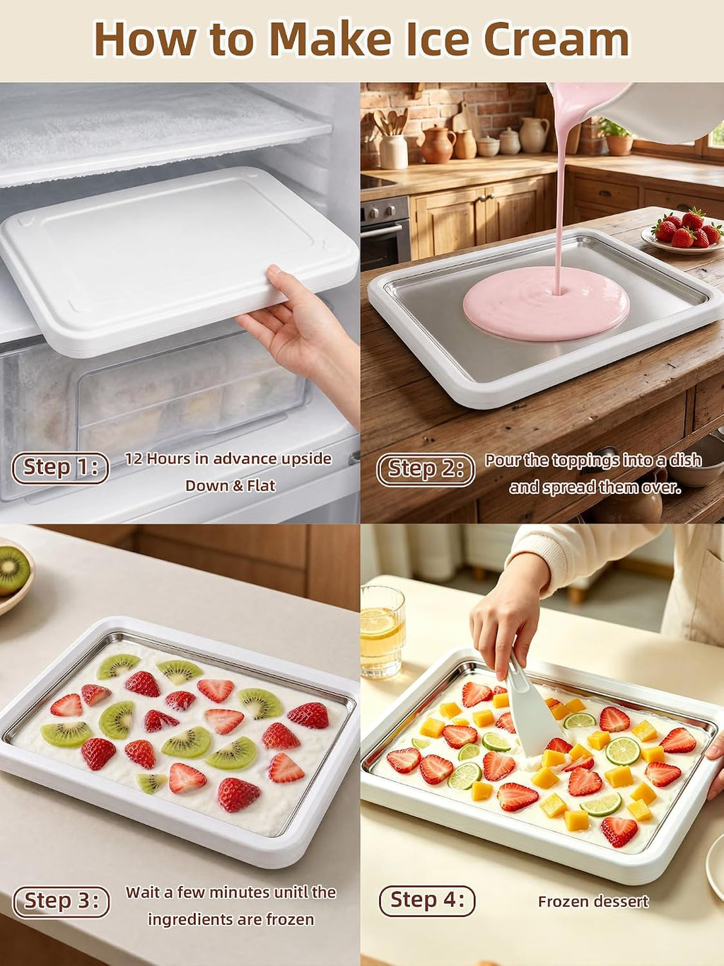 13.8 * 9.5 Inch Extra Large Rolled Ice Cream Maker, Rolled Ice Cream Tray