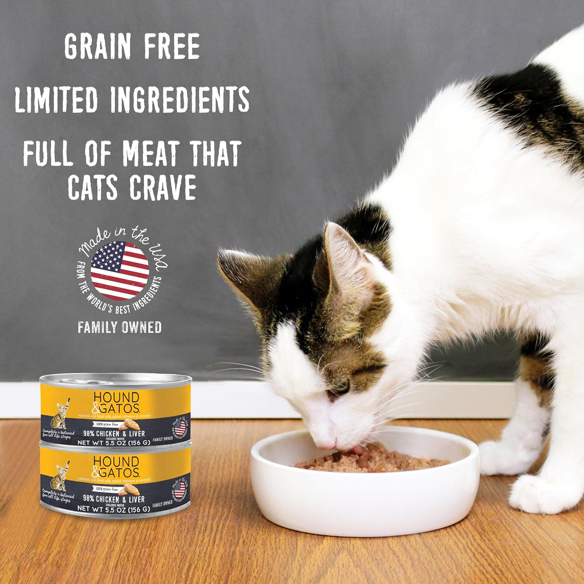 Chicken Wet Cat Food, Single Protein, 98% Real Meat Formula, Grain Free Limited Ingredient Cat Food, 5.5 oz Cans