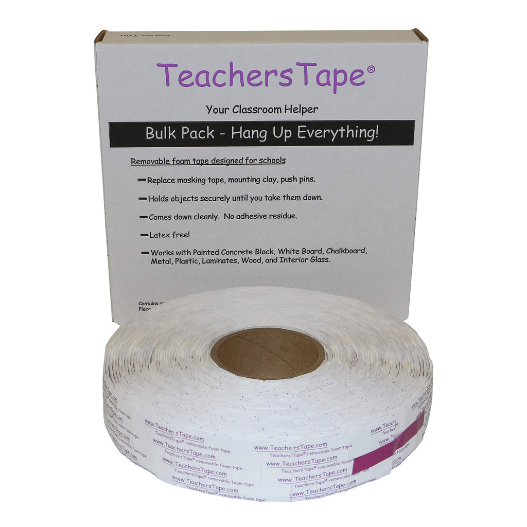 Teachers Tape Bulk Pack (2000 Pieces per roll), Double-Sided Removable Foam Tape for Wall Mounting