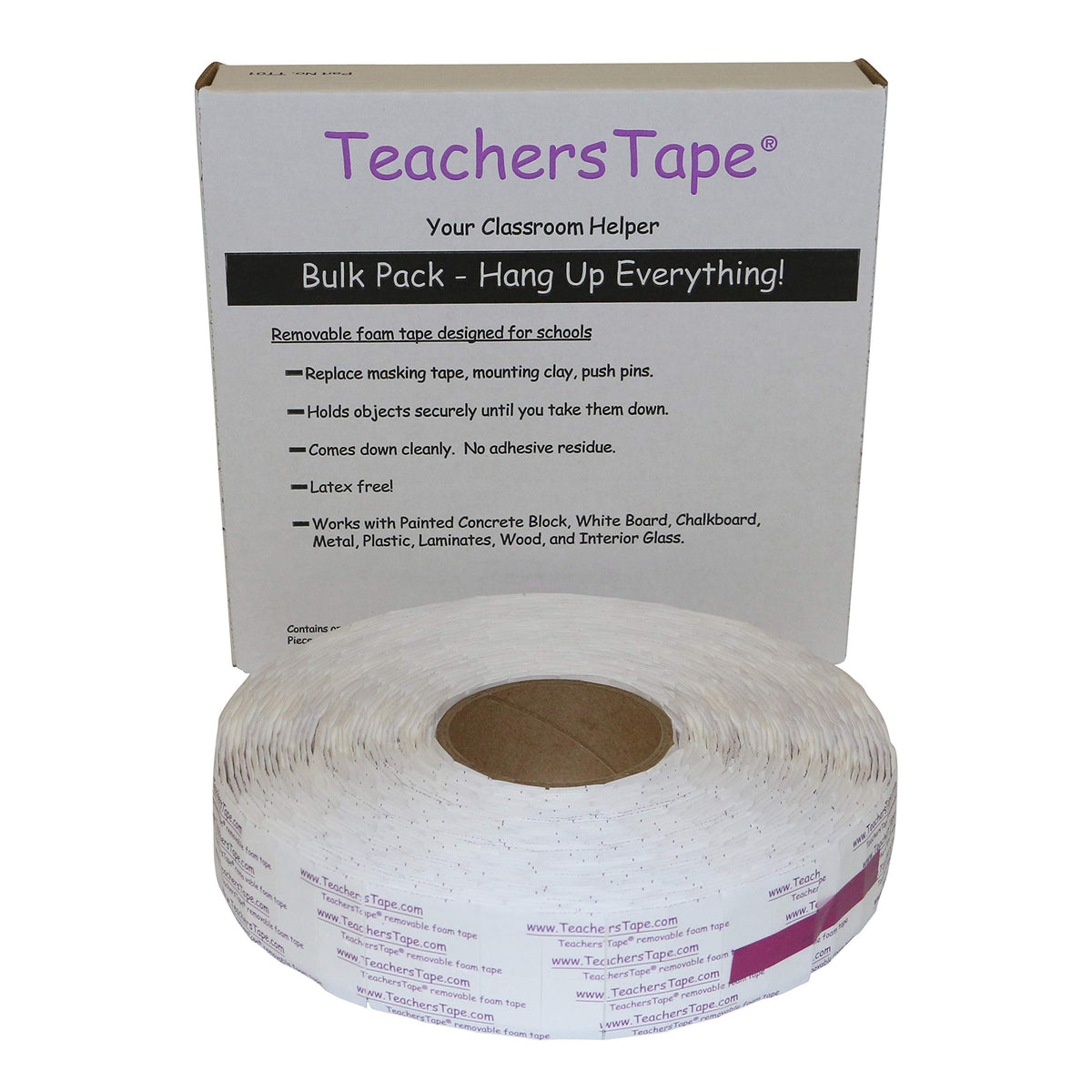 Teachers Tape Bulk Pack (2000 Pieces per roll), Double-Sided Removable Foam Tape for Wall Mounting