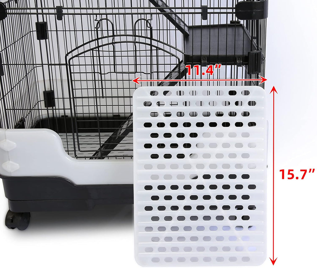 Rat Cage, Small Animal Cage for Ferret, Chinchilla, Guinea Pig | Lockable Wheels, Splash Guard, Easy-Clean Pull-Out