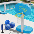 2-in-1 Pool Basketball Hoop & Pool Volleyball Net w/3 Balls | Poolside Basketball Hoop for Swimming Pool