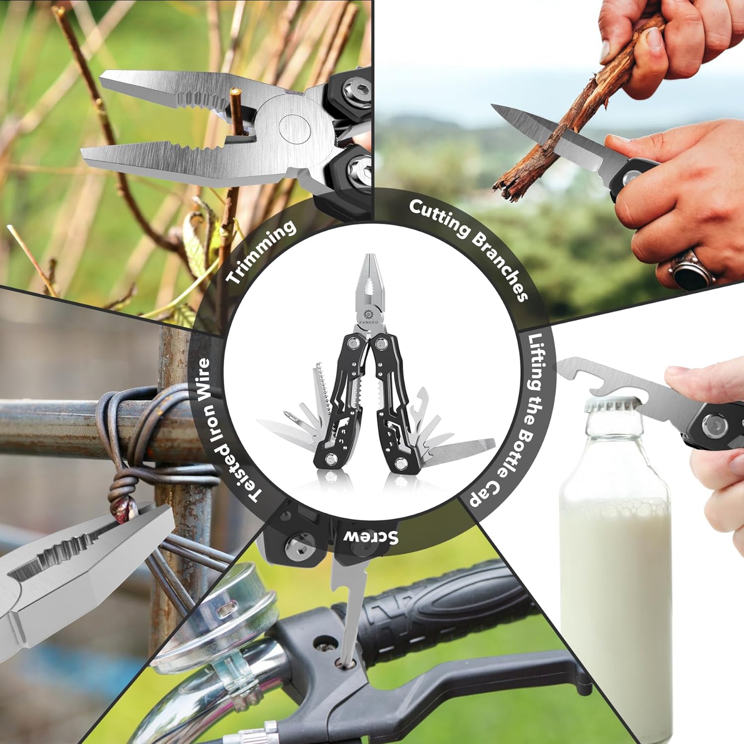 14-In-1 Multitool with Safety Locking, Professional Stainless Steel Multitool Pliers Pocket Knife, Bottle Opener