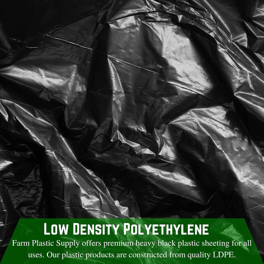 Black Plastic Sheeting - 6 mil - (14' x 100') - Black Tarp, Polyethylene Vapor Barrier Sheeting, Painters Tarp, Roll