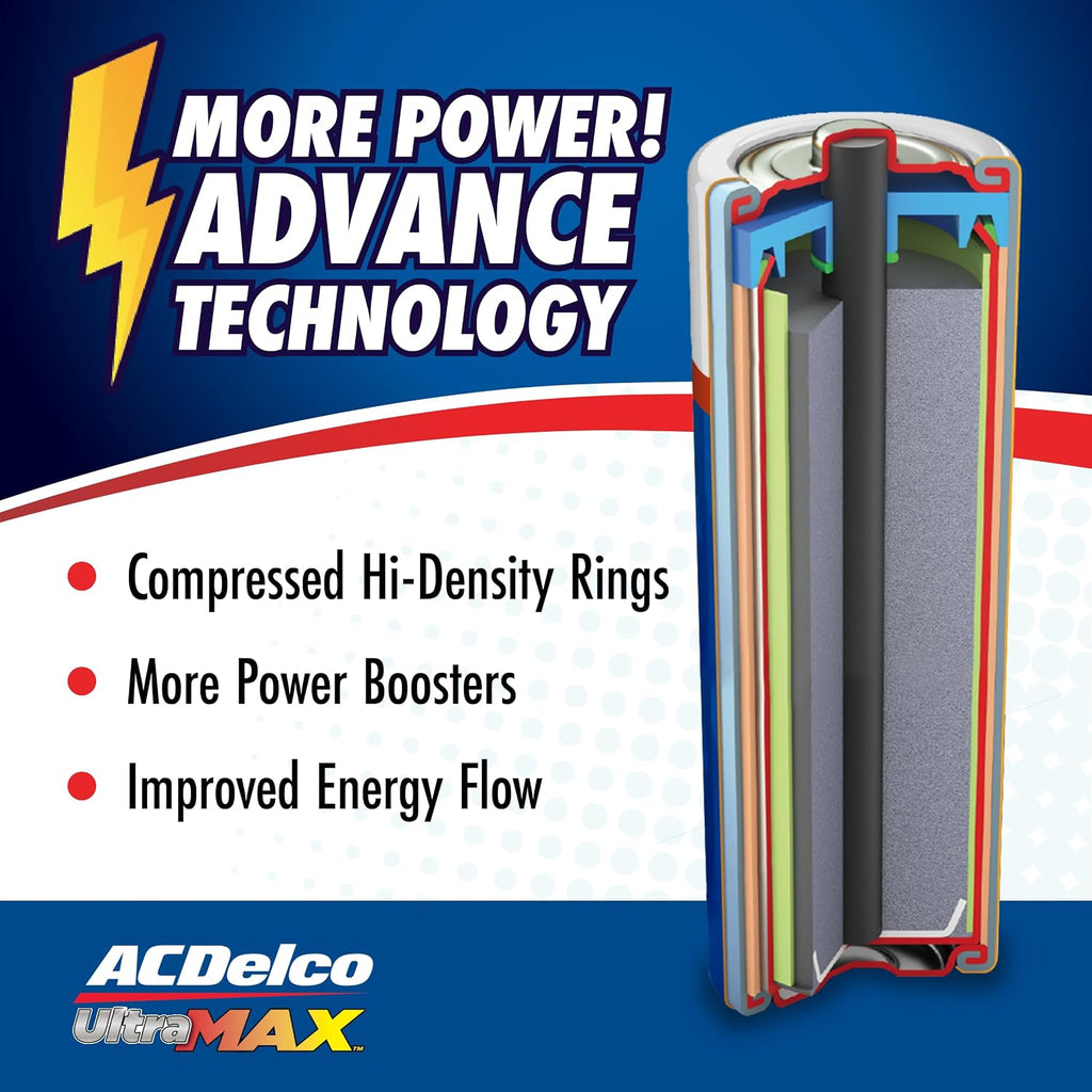 ACDelco UltraMAX 10-Count Double AA Batteries, Alkaline Battery with Advanced Technology for Home and Office, 10-Year