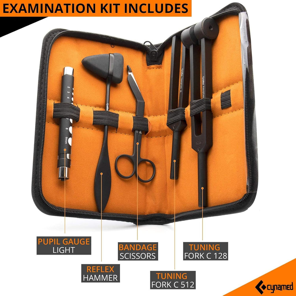 Medical Student Diagnostic Kit - Includes Reflex Hammer, Tuning Fork Set C 128hz and C 512hz, Bandage Scissors 5.5