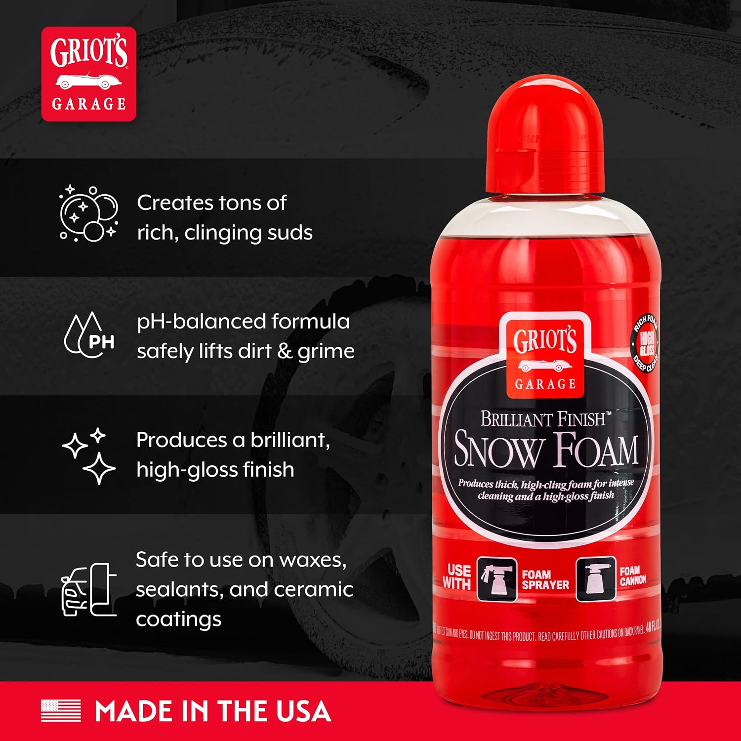 Brilliant Finish Snow Foam, Foaming Car Wash Soap for Deep Cleaning and Glossy Shine, Use with Foam Cannons or