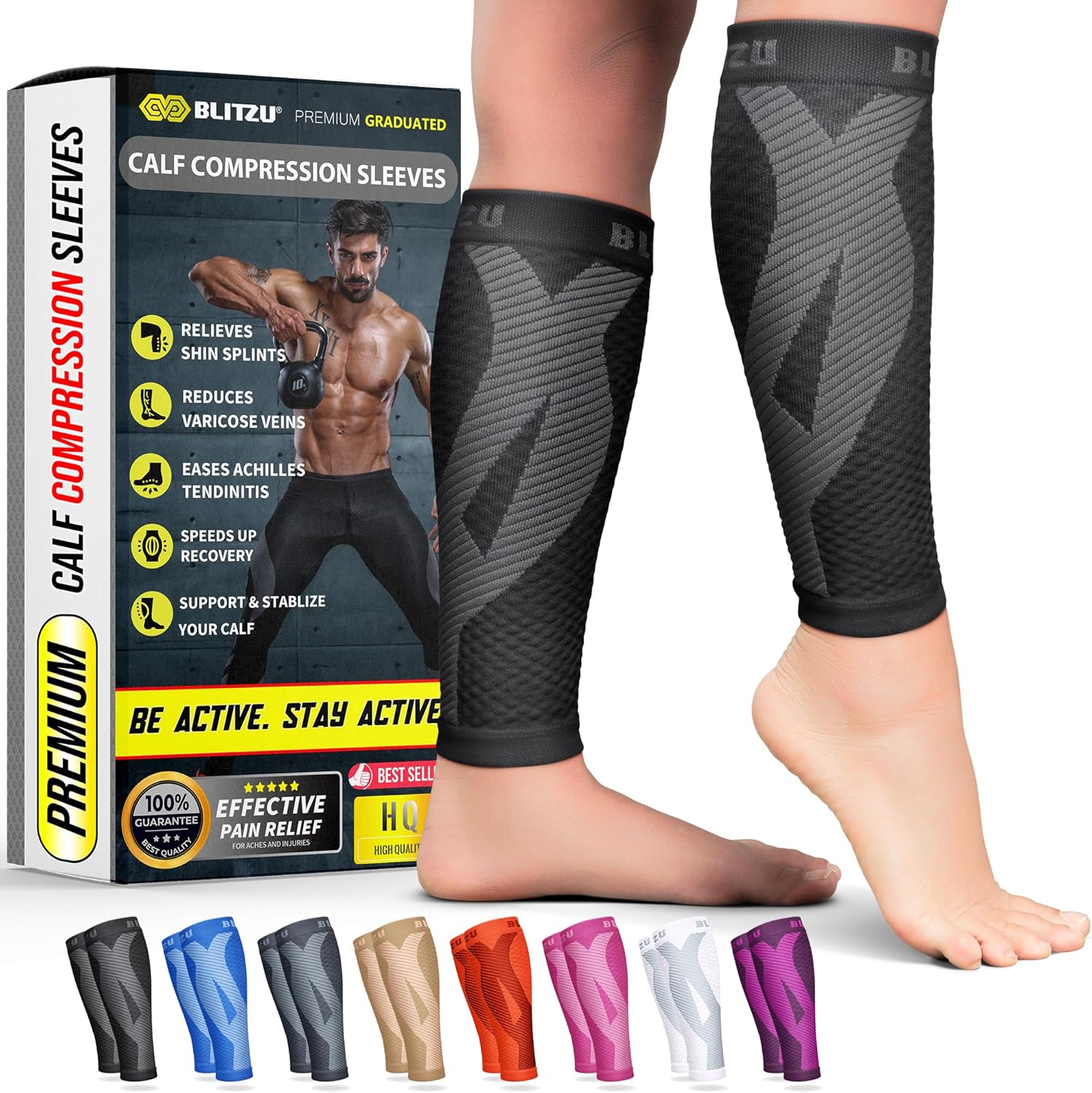 Calf Compression Sleeve for Men & Women Footless Compression Socks Support Runners Leg Sleeve Shin Splints Pain Relief