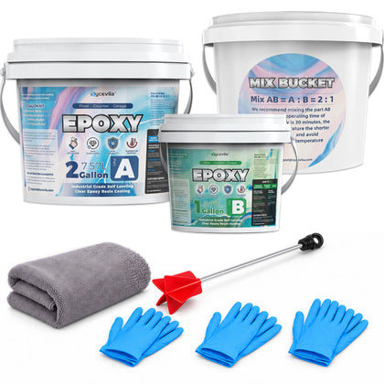 3 Gallon Gray Epoxy Floor Kit, 100% Solids, Self-Leveling
