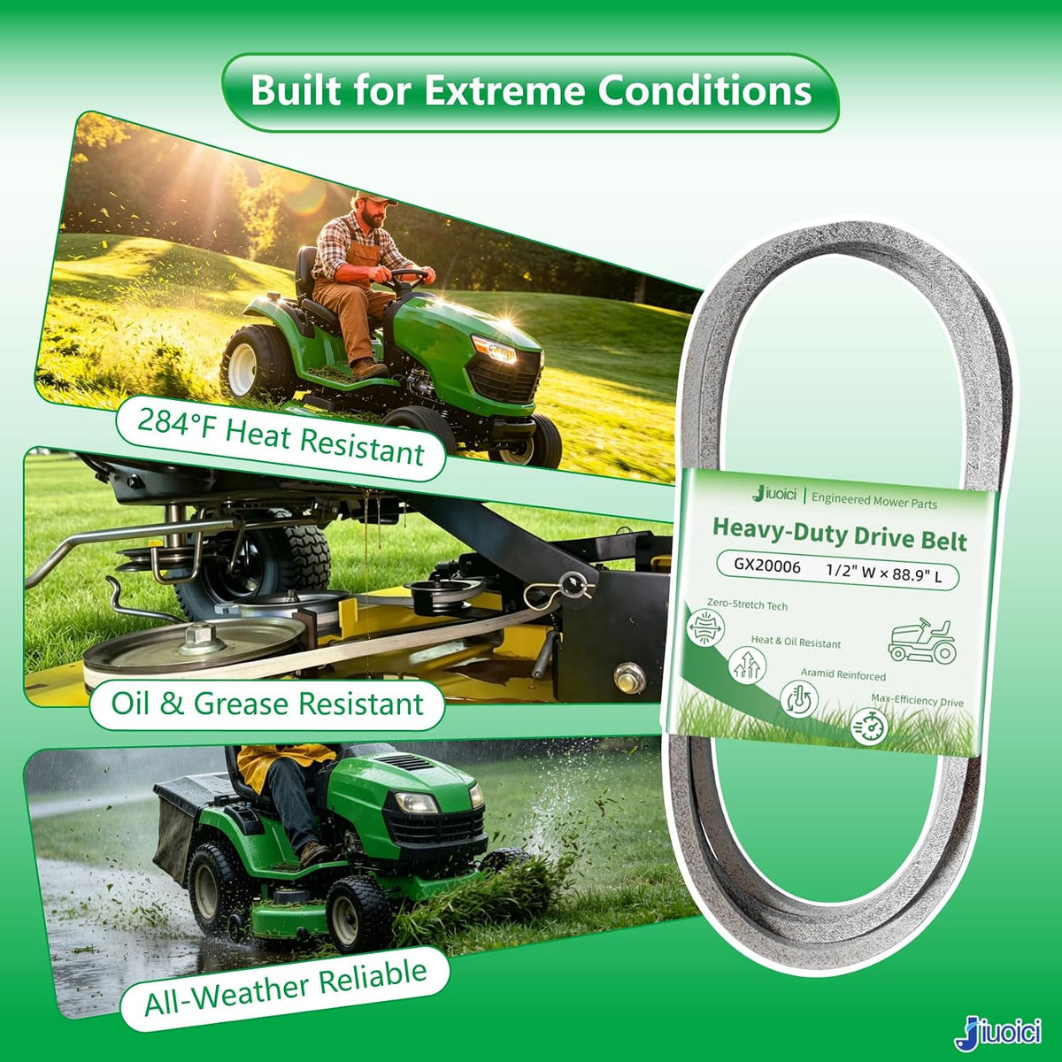 GX20006 UC30568 1/2"x88.9" Heavy-Duty Mower Drive Belt Fits John Deere