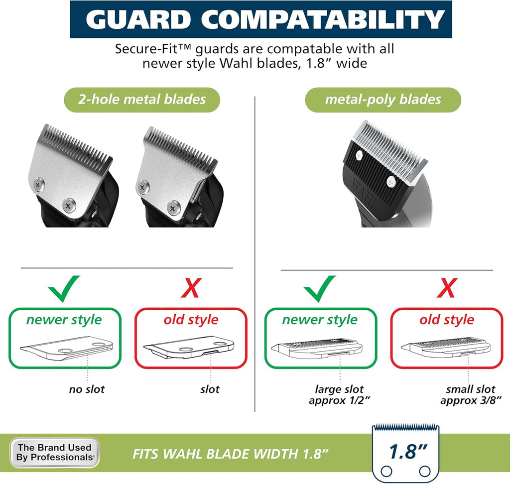 Genuine SECURE-SNAP Colored Metal Clip Guard Set, 12 Guards & Caddy | Metal Clip Guide Comb Set For Wahl Clippers, 12