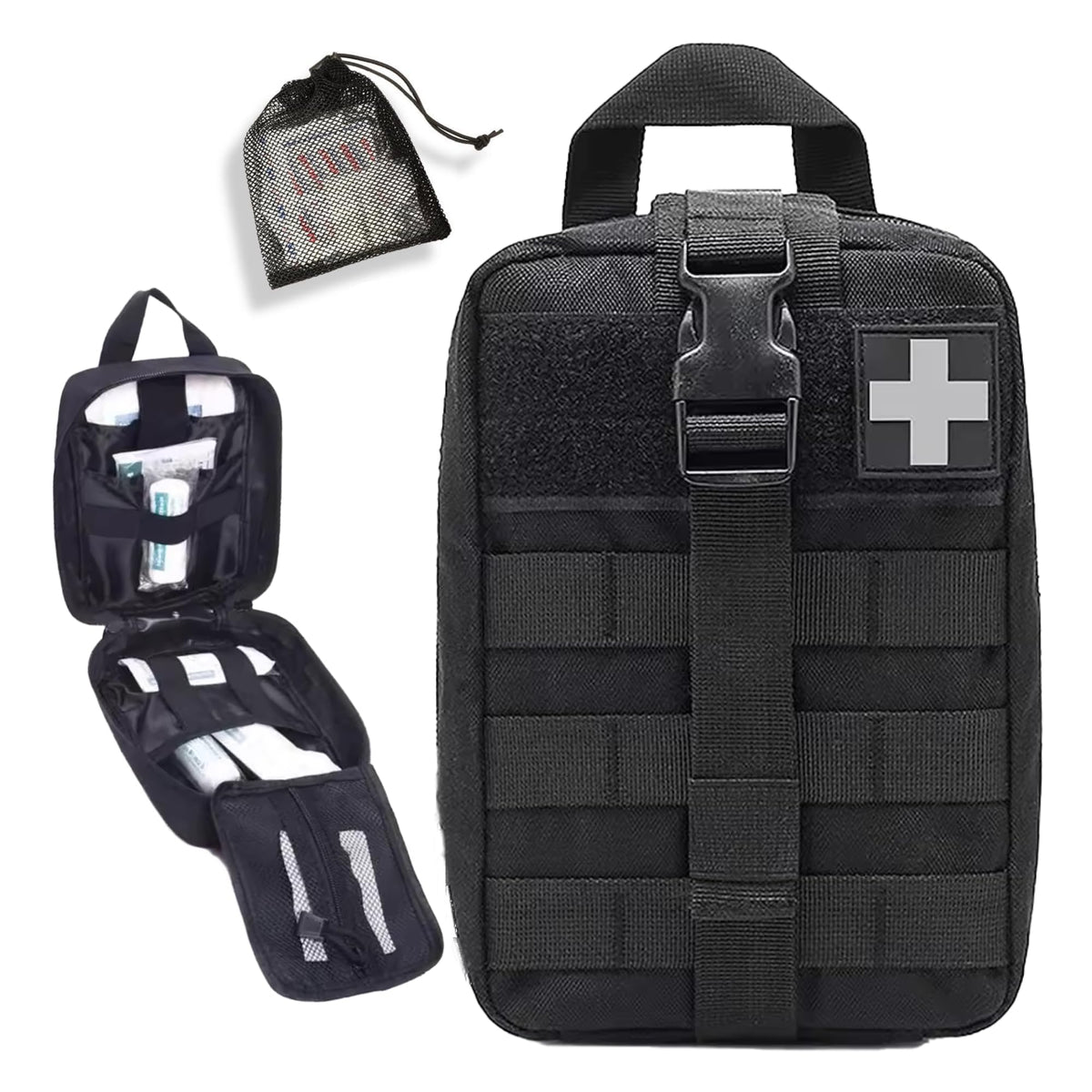 Rip Away MOLLE IFAK Pouch with Quick-Grab Handle-First Aid Kit Trauma Medical Bag-Durable 600D Polyester Emergency
