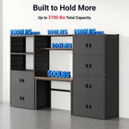 117"L Modular Garage Storage Cabinet with Workbench, Black