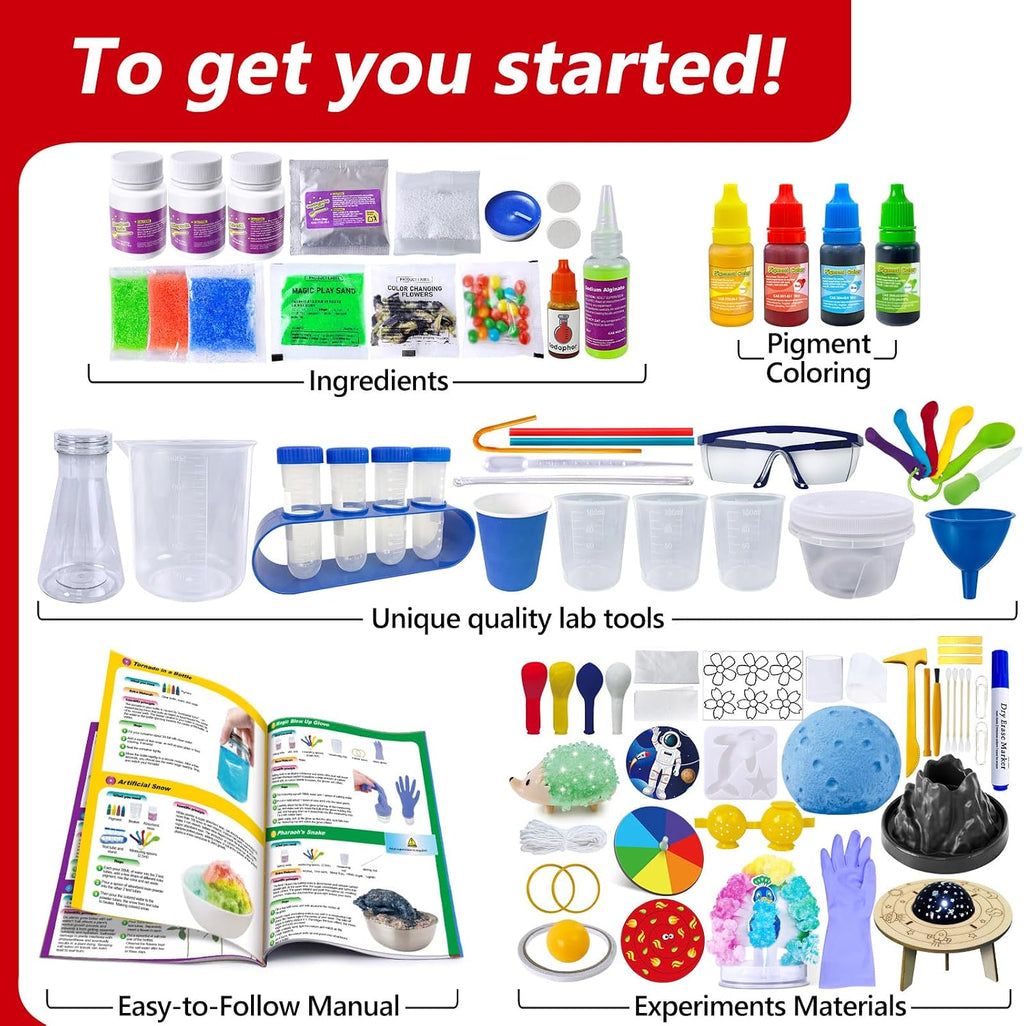 300+ Experiments Science Kit for Kids Chemistry Set S.T.E.M Toys | with Lab Manual, Volcano, Crystal Growing, Dig