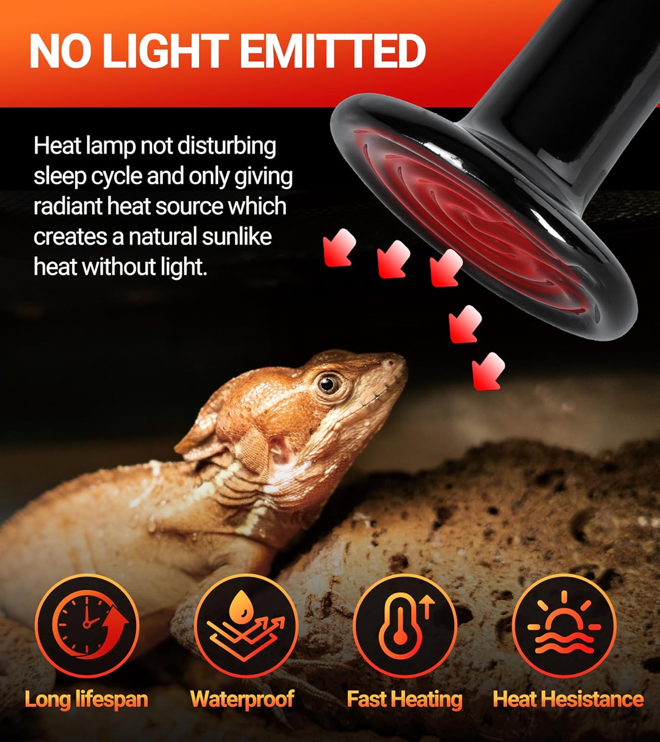 100W Reptile Heat Lamp 2Pack Ceramic Heat Emitter Night Heat Lamp Bulbs Reptile Terrarium Heat lamp Tank Heat Bulb