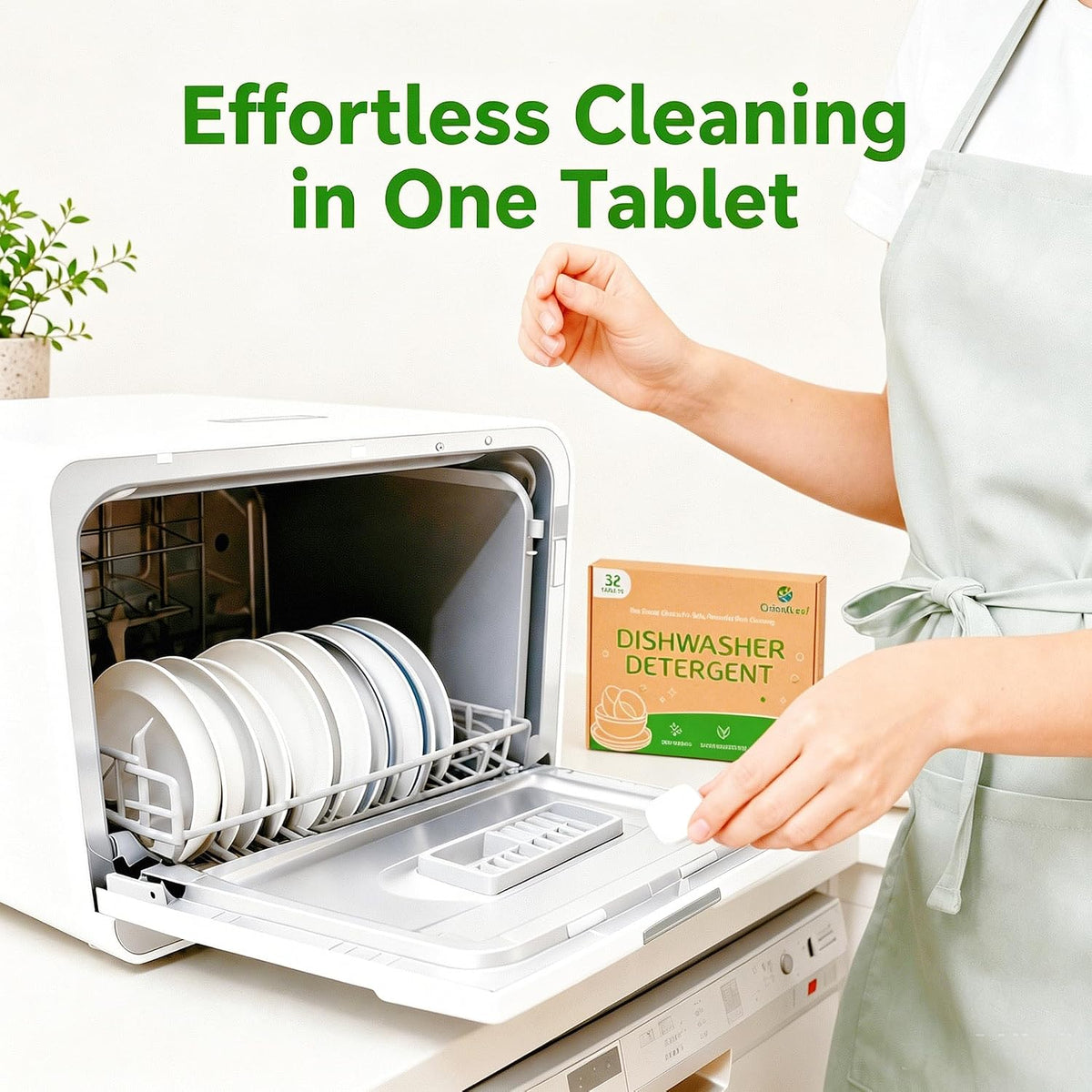 Dishwasher Detergent Cleaner, 32 Cleaning Tablets Fragrance Free
