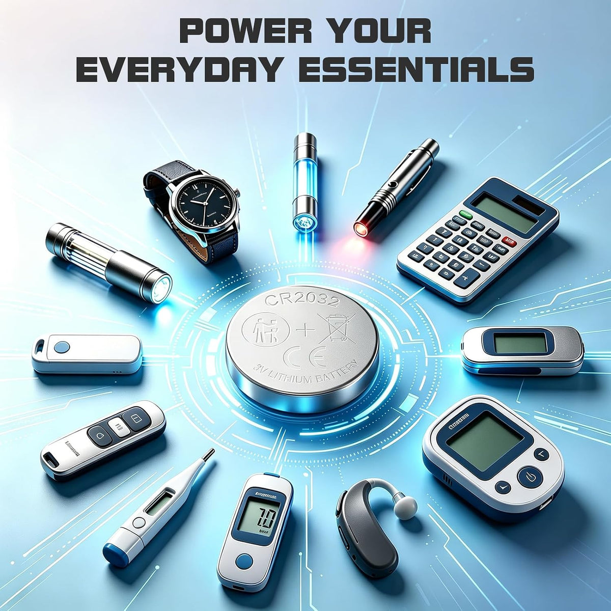 CR2032 Battery for Car Key: 3V Lithium Batteries 10 Pack - CR 2032 Coin Cell for Watch Remote Tracking Device Toys