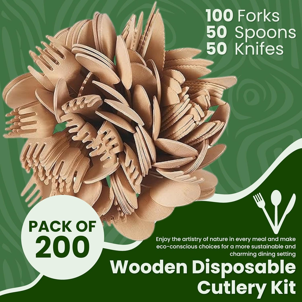 Wooden Cutlery Kit. Pack of 200