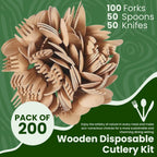 Wooden Cutlery Kit. Pack of 200