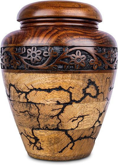 Cremation Urn for Human Ashes Adult Male or Female, Wooden Urn, Hand Carved Memorial, Large Adult Urn, Burial Urn