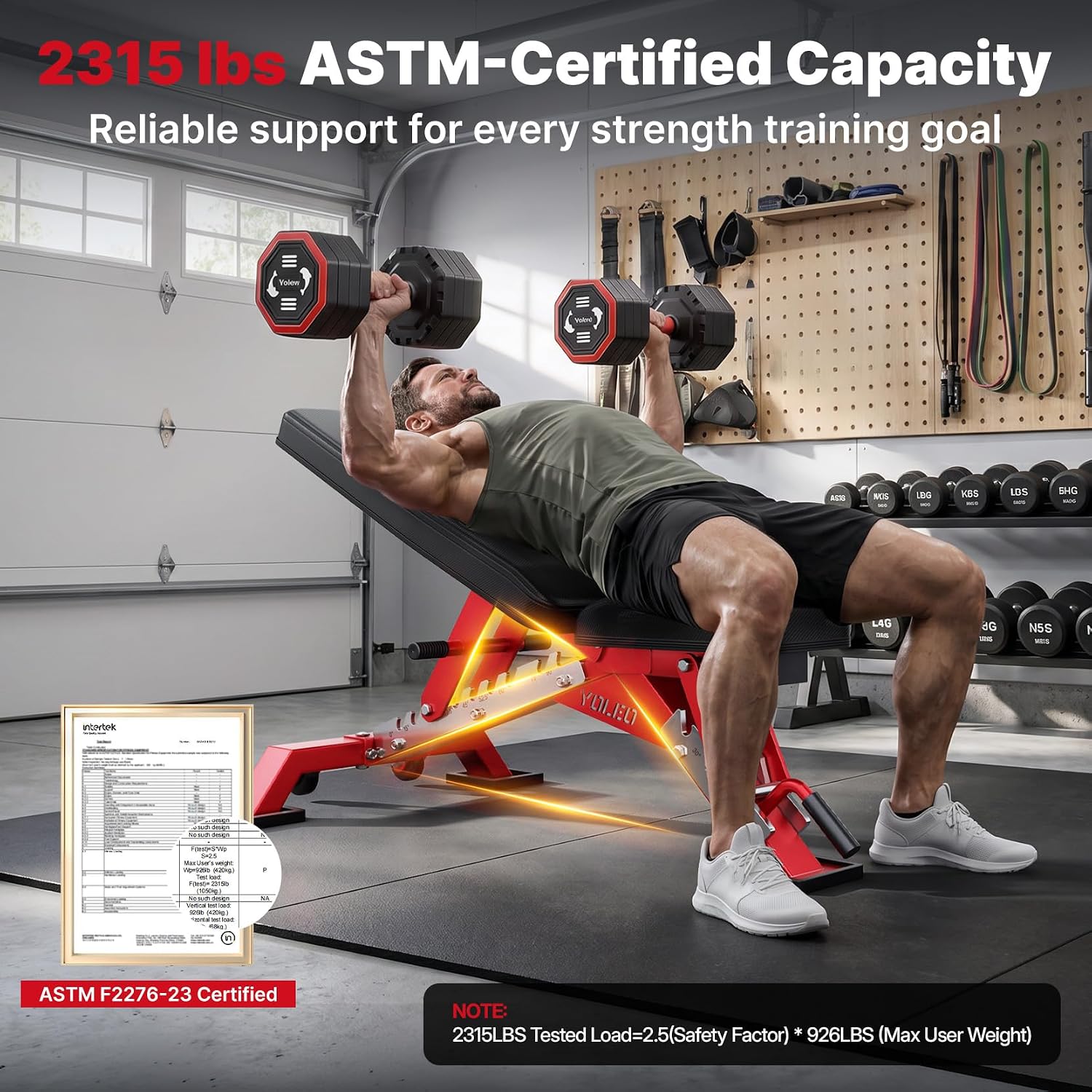 Commercial Adjustable Weight Bench 2315LB ASTM Certified – 80% Pre-Assembled Heavy Duty Workout Bench for Home Gym