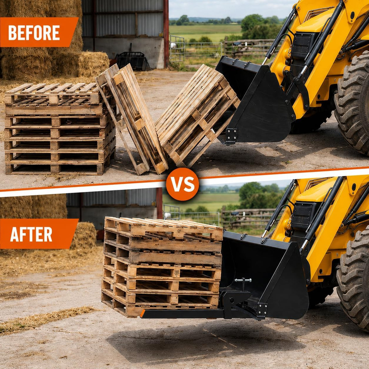 Clamp-On Debris Forks, 48 Inch Pallet Forks for Tractor Bucket 5 Tine Heavy Duty Bucket Fork Attachment,2500 LBS