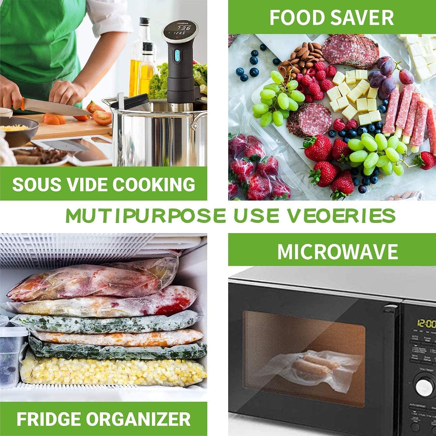 Food Saver Vacuum Sealer Bags 11" x 25'ft 4 Rolls
