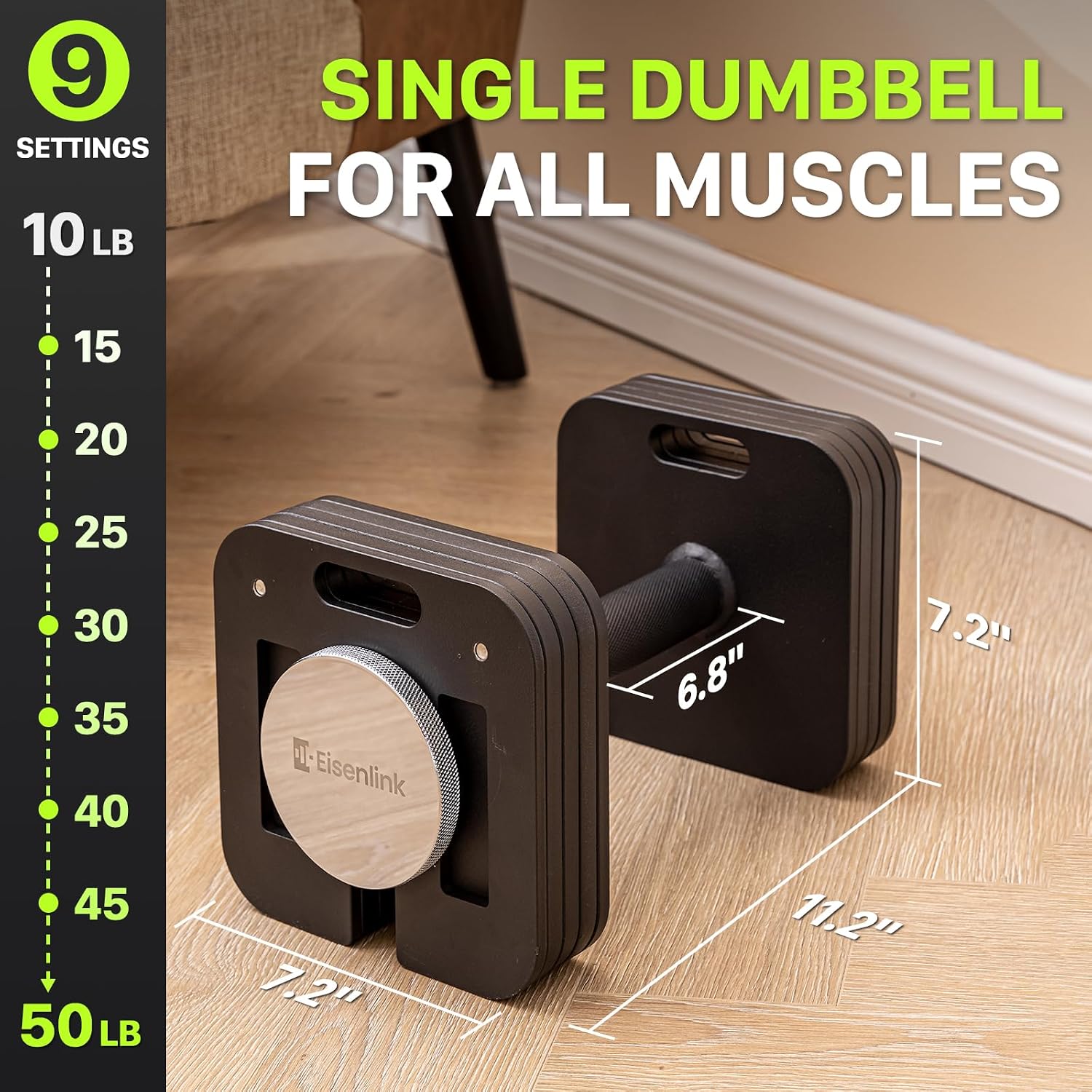 Adjustable Dumbbell Set, 10-50/80lb, 5lb Increments, Quick-Lock | Square Weight Dumbbells for Home Gym Fitness