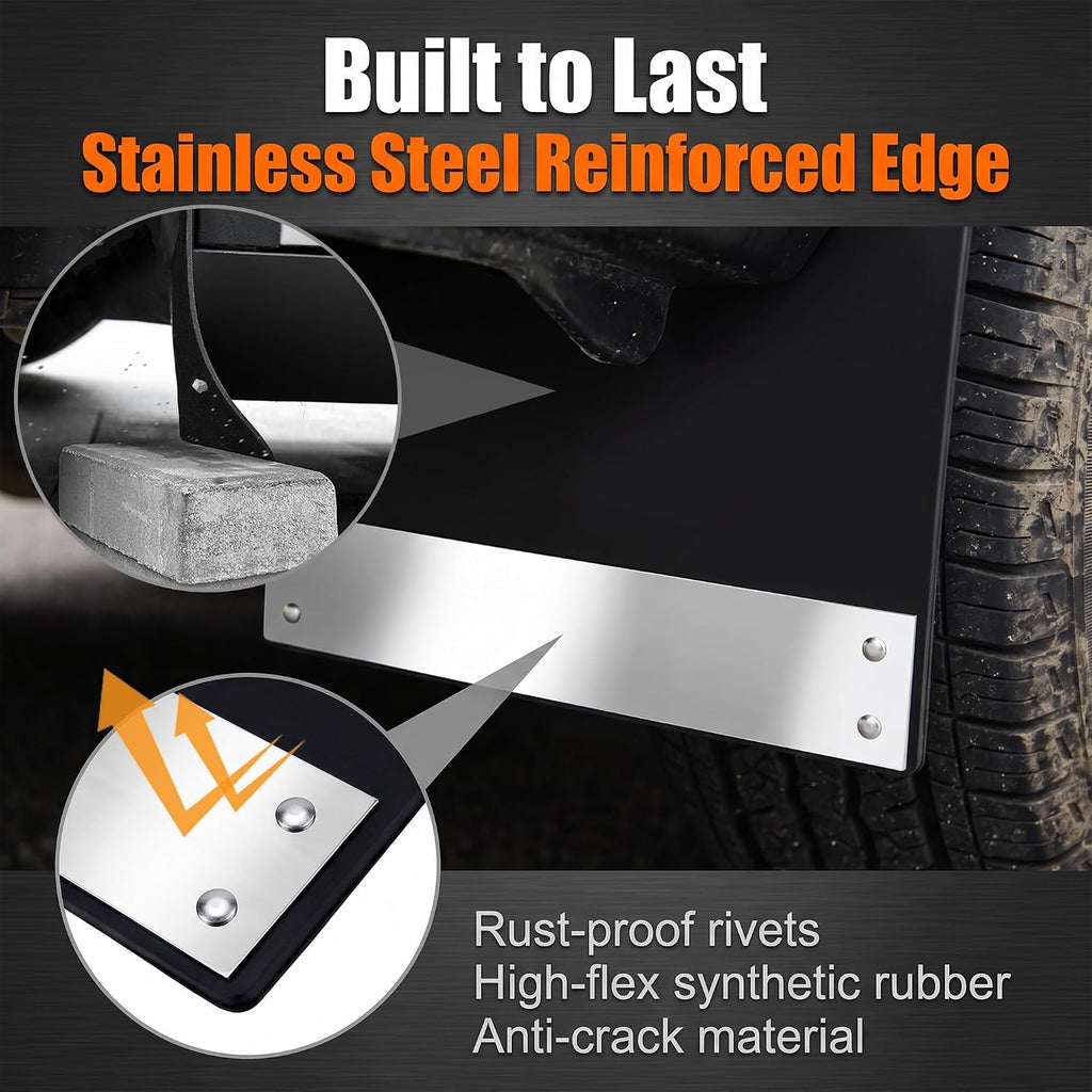 Universal Mud Flaps Black Mudguard for Trucks Cars SUVs Vans | Car Wheel and Tire Mud Flaps with Night Reflectors