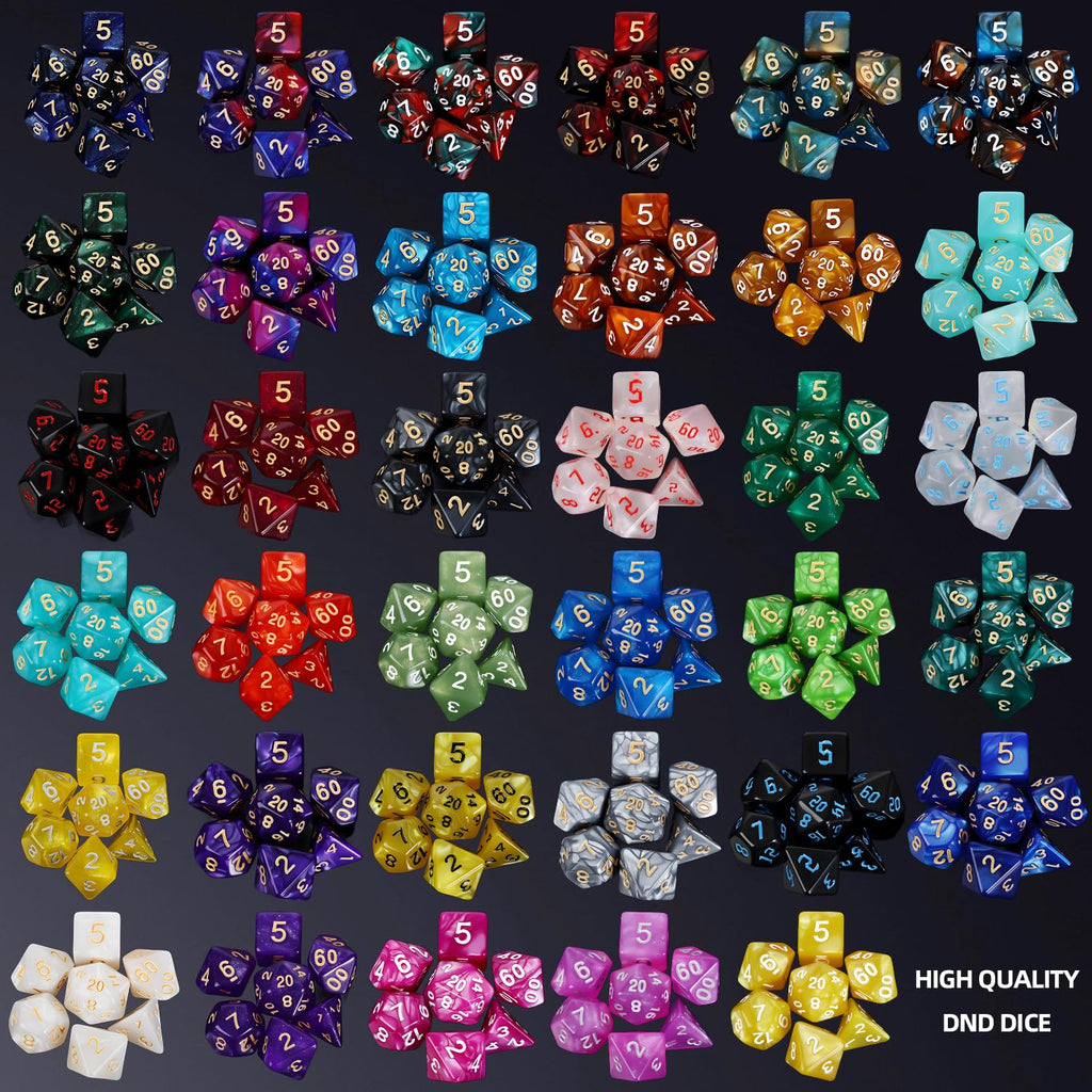 35-Set RPG Polyhedral Dice with Storage Pouch