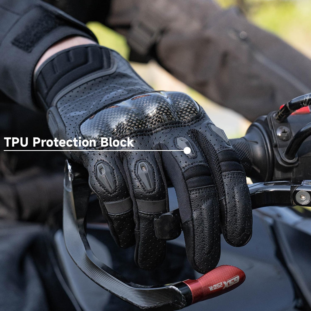 Motorcycle Gloves for Men Women - with Palm Sliders&Knuckle Guards, Touchscreen Design, Faux Leather for Motorcross