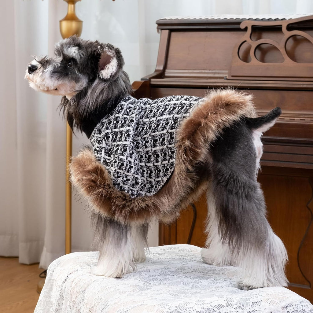 Dog Sweater Cloak, Pearl Cotton Bouclé Yarn Puppy Sweater, Cold Weather Coat Knitwear for Small Dogs, Classic