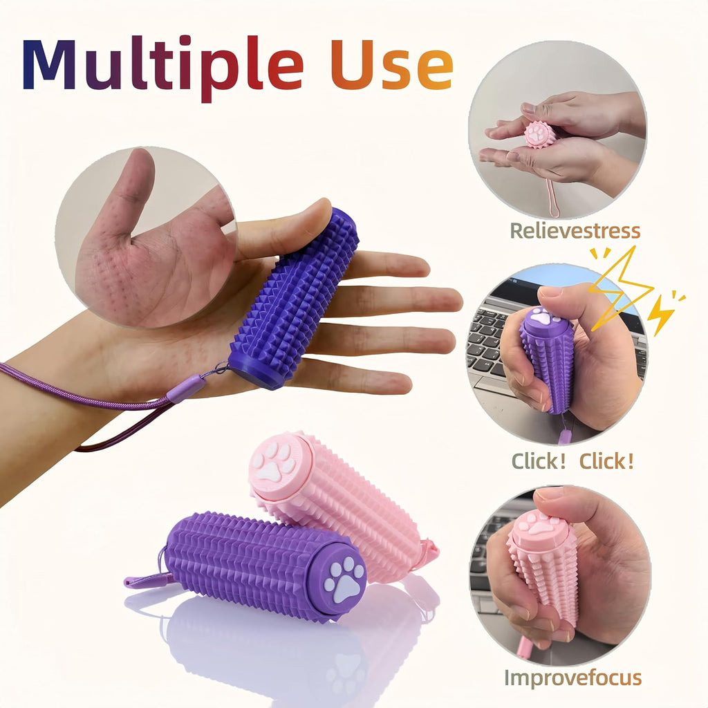 Little Ouchies Fidget Clicker (2 Pack) - Pain Stim Sensory Tool for ADHD Kids & Adults, Stress Relief Focus Keychain