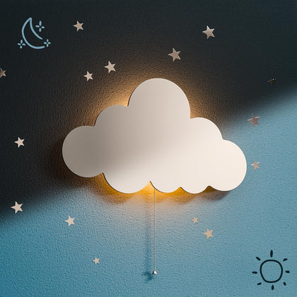 Floating Cloud Wall Lamp for Baby Nursery | Cute Floating Cloud Lamp for Kids Bedroom | Battery-Operated Hanging