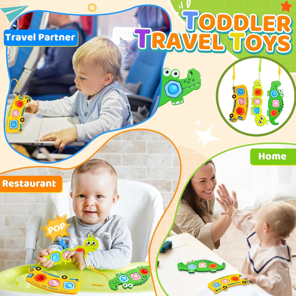 3PC Fidget Popper Sensory Toys Airplane Travel Activities for Toddlers Goodie Bags Pop It Fidget Toys for 12+ Month