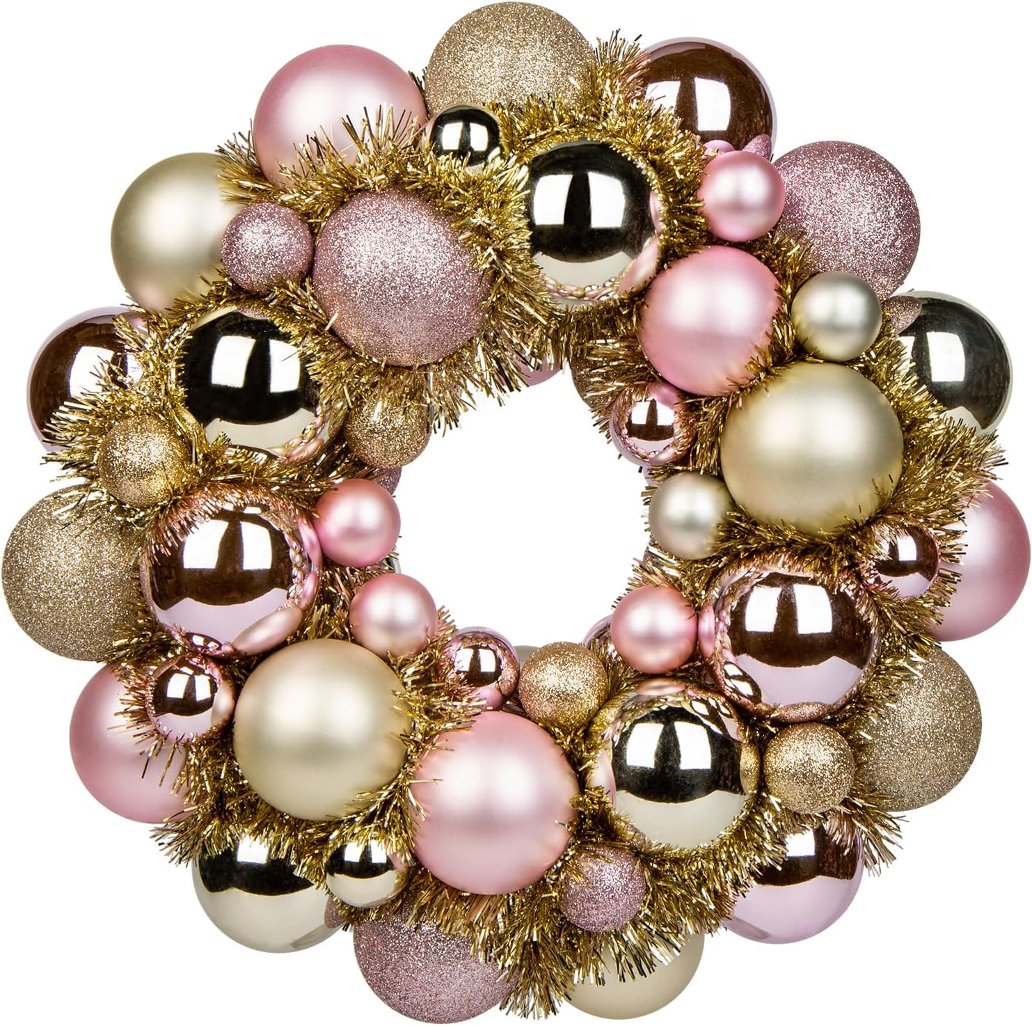 Christmas Ball Wreath 13" Xmas Wreaths Ornaments Glitter Thicken Shatterproof Garland Decoration for Door Wall Mantel