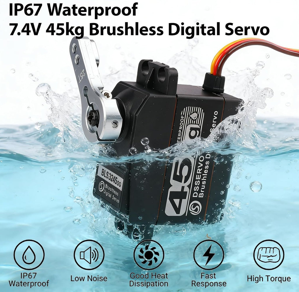45kg Rc Servo Brushless Servo Metal Gear High Torque for TRX4 TRX6 SCX10 III 1/10 RC Crawler Upgrade Parts (45KG-270°)