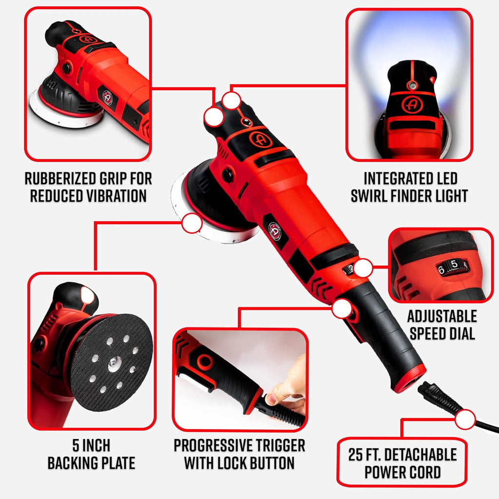 SK Pro 15mm Car Polisher - Professional Buffer Polisher For Car Detailing | Use W/Car Polish, Polishing Compound, or