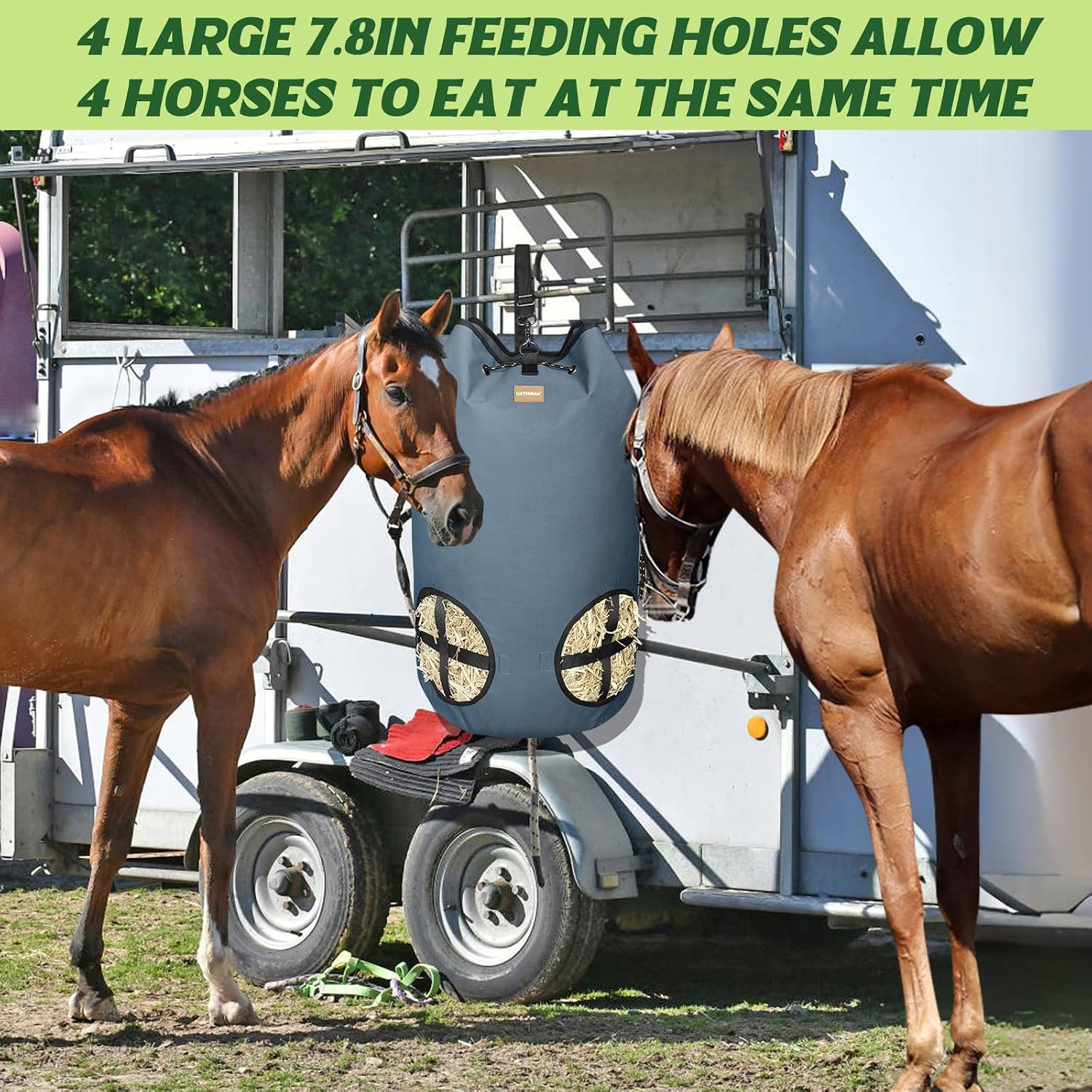 Hay Bags for Horses,4 Holes Slow Feeder Hay Bags for Goats,Sheep,Donkeys,Large Capacity Hay Feeder with Adjustable