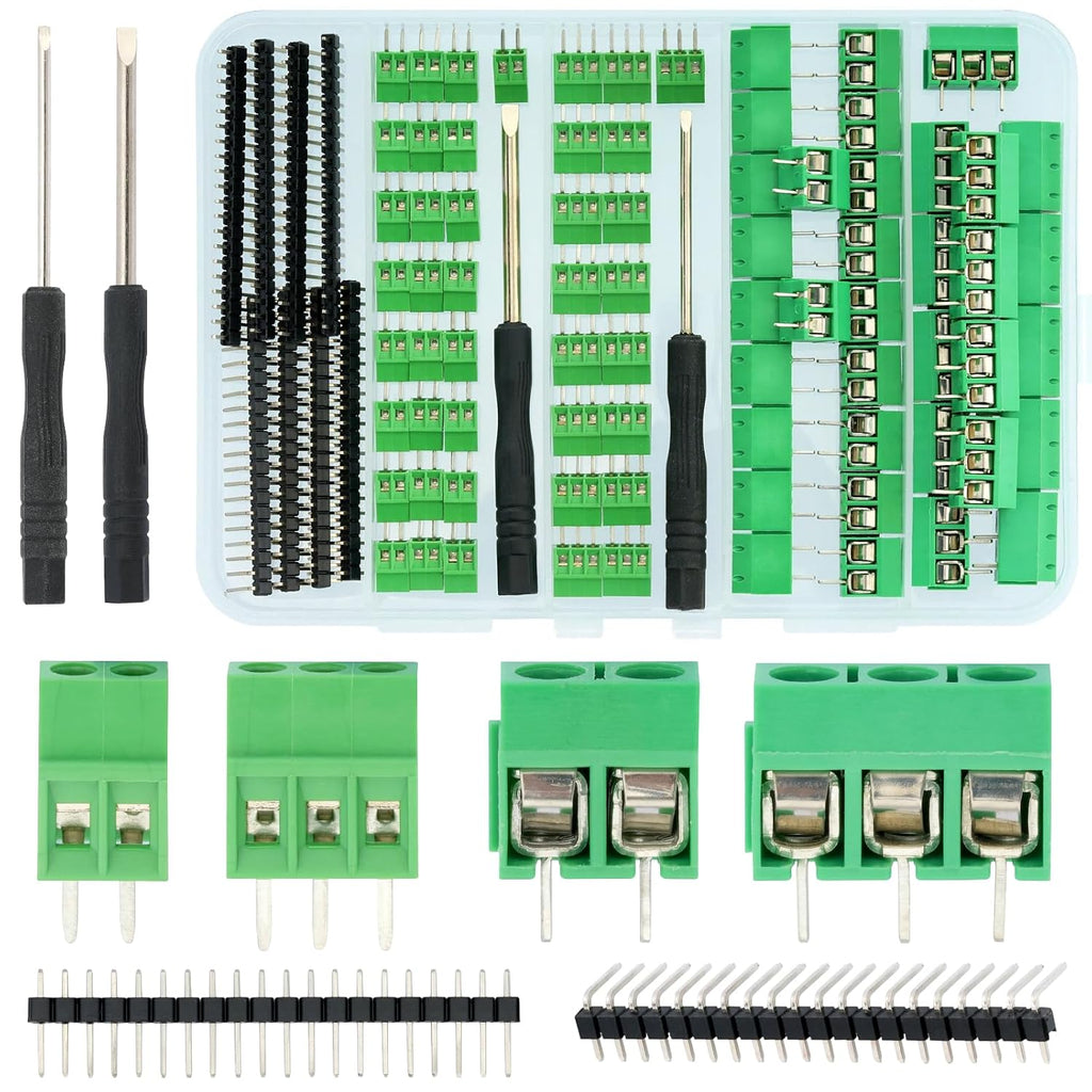 85 Pcs Screw Terminal Block Kit 2.54 mm 5.08 mm Pitch for PCB Perf Board Breadboard Circuit Connector