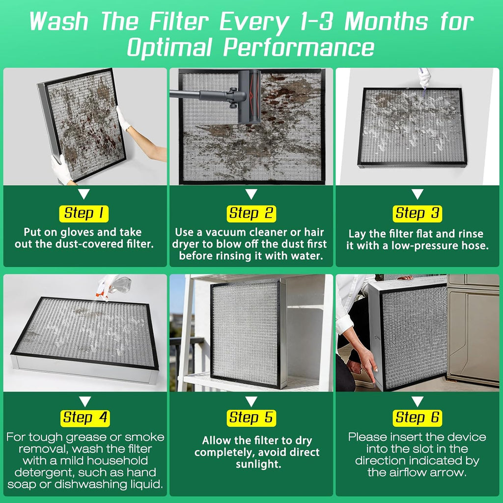 20x25x1 Air Filter MERV-11 | Washable Reusable Furnace Filter| 2-Pack | Electrostatic| Durable Aluminum Alloy