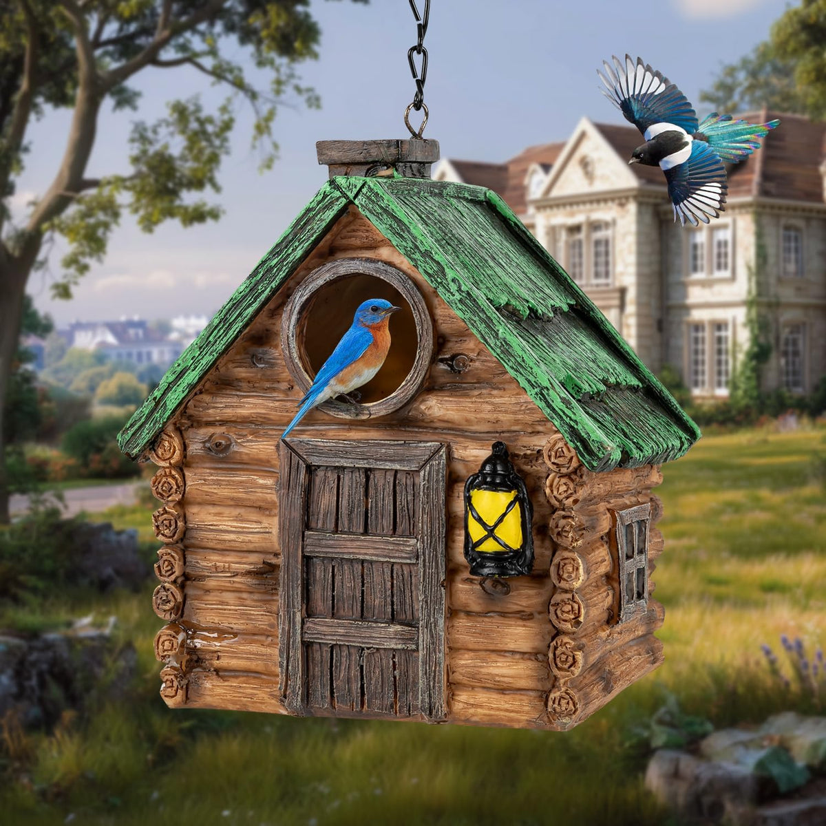 Bird House for Outside, Resin Bluebird House for Outdoors Finches, Cardinals and Yellow Finches Wild Bird Nesting, 5