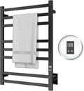 Heated Towel Rack, 8-Bar Wall Mount, Matte Black Stainless Steel | 304 stainless steel, 115-155°F adjustable, 1-24H
