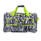 22" Polyester Rolling Duffel Bag, Lime Zebra